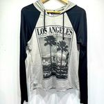 Hella Fantasia Retro Los Angeles Cityscape Lightweight Raglan Sleeve Hoodie Gray Size M Photo 0