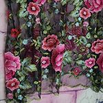 Karen Kane  SHEER MESH BRIGHT PINK FLORAL EMBROIDERED SCALLOP TRIM OVERSIZED TOP Photo 9