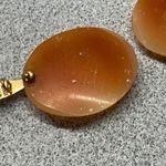 Vintage Italian Gold Cameo Earrings Oval Carved Shell Woman Face Dangle Old Orange Photo 6