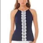 Lilly Pulitzer  Halter top with White Lace Detail Photo 1