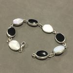 Sterling Bracelet Comprised of Alternating Links of Black Onyx & Mother of Pearl Photo 4