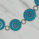 Chunky Blue Studded Concho Silver Chain Belt XS/Small (XS/S) Western Statement ✨ Photo 4