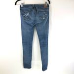 American Eagle Jeans Skinny Medium Wash Distressed Ripped Stretch 00 Short Photo 1