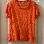 Democracy  Orange Burnout Ruffle Short Sleeve tee S Photo 0