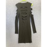 EXPRESS  Women's Sweater Dress Cutout Sleeve Back Ribbed Olive Green Size Medium Photo 2