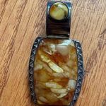 Jay King Sterling Silver multi colored butterscotch Amber pendant 2" Photo 0