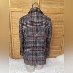 Bagatelle  Jacket Womens Medium Black Plaid Pea Coat Boho Button Up Flap Pockets Photo 2