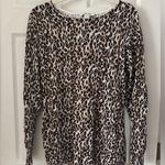 White House | Black Market Leopard Print Long Sleeve Top with Leather elbow patches Photo 0