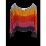 Maeve Anthropologie  Crochet Long Sleeve OS Top/ Beach Cover Rainbow Boho Relaxed Photo 5