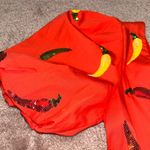 Queen of Sparkles Red and Orange Sequin Chili Pepper Mini Dress Puffed Sleeves Photo 5