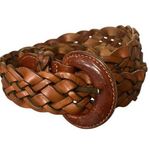 G.H. Bass Brown Braided Weave Genuine Leather Belt & Buckle Women’s Sz Large Photo 0