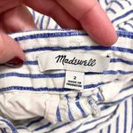 Madewell  Blue Stripe Linen Pants The Harlow Wide Leg Pant Bluestone Size 2 NJ996 Photo 3