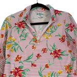 IBKUL Shirt Womens Small Floral Stripes Print Long Sleeve Zip Mock Neck Top UPF Photo 0