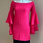 Backstage Watermelon Pink Cold Shoulder Asymmetrical Bell Sleeves Blouse… Photo 0