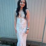 nude with white sequins prom dress Size XS Photo 3