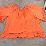 Catherines 4X Orange Crinkle Gauze Peasant Blouse Crochet Trim Plus Size Top Photo 4