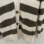 Loft  Striped Cream and Green Cardigan Sweater Photo 3