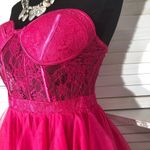 Forever 21  Lace Tulle Bustier Mini Dress Hot Pink Large Photo 5