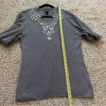 Lauren Michelle Womens XL Sweater Gray Silver Metallic Pearl Purple Bling Photo 3