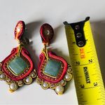 Anthropologie Azul Magenta Beaded with Pearls and rhinestones Drop Earrings Photo 5