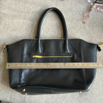 Joy & Iman Black Leather Tote Large Shoulder Bag Best Friend Satchel Top Handles Gold Photo 3