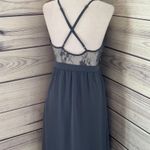 Tobi Slate Grey-Blue Lace Backless Maxi Dress Photo 8