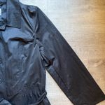 J.Jill Nylon Polyester Blend Belted Black Trench Coat Size L Waist Shirring Photo 4