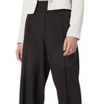 Topshop Pants Asymmetric Ruffle Overlay Design Durable Fabric Solid Black 14 NWT Photo 0