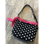 Z‎ Initials Polka Dot Ribbon Purse Tote Handbag Shoulder Bag Embroidered Black Photo 1