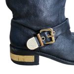 Vince Camuto  Winchell Black Gold Buckle Belted Hardware Biker Moto Boot Size 8 Photo 5