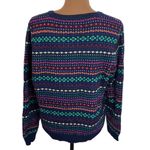Talbots  navy wool blend fair isle colorful sweater cardigan with sequins size L Photo 1