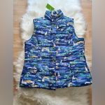 NWT Island Republic Sail Boat Print Puffer Vest Blue sz Medium Photo 2