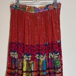 Vintage Lotus Tiered Ribbon Maxi Skirt Floral Boho Festival Peasant Patchwork Pink Size L Photo 8