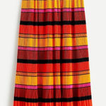 J.Crew J. Crew Straight Pleat Skirt Multistripe Women's 2 Orange Career Preppy Classic Photo 0