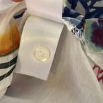 None Women’s White Floral Lightweight Silk & Cotton Button Down Shirt Size Large Photo 11