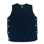 Ann Taylor black ribbed knit button side vest tank medium Photo 0