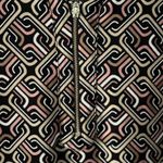 Anne Klein  XL Zip Front Black Tan Blouse Geometric Roll Tab V Neck Whimsygoth Photo 3