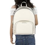 Michael Kors Jaycee Large Backpack Pebbled Cream Leather Zip Multi Pocket Travel Photo 9