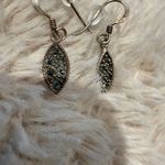Vintage 925 Sterling Silver Marcasite Dangle Earrings‎ Gold Photo 6