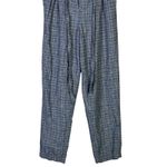 American Eagle  Paperbag Pants Womens S Blue Plaid High Rise Tapered Cotton Linen Photo 3