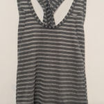 Zyia  Active Gray Nimbus Split Back Tank Top Size Medium Mesh Stripes EUC Photo 0