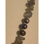 Vintage Iridescent Glass Pearl Bead Necklace Mother of Pearl Abalone Flower 18" Blue Photo 2