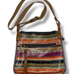 Fossil Vintage  Womens Crossbody Purse Handbag Multicolor Stripes Coated Canvas Photo 4