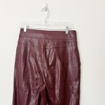 Lucy Paris [] Burgundy Faux Leather Belted High Rise Kick Flare Pants Sz Medium M Photo 4