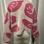 Moon & Maddison Moon & Madison Y2K Pink & Cream Smiley Face Sweater Top Long Sleeve Boho M Photo 0