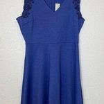 Francesca’s Mi Ami Blue Embroidered Midi Dress NWT Sz L Fit & Flare Stretch Size L Photo 0