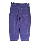 Maeve Anthropologie  Cargo Pants Size 4 Blue Contrast Stitching Utility Photo 2
