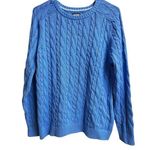 Lands' End Women's Cotton Drifter Cable Crew Neck Sweater Medium Light Blue Photo 0