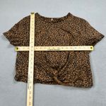 SheIn Tunic Top M Womens Leopard Print Twist Front Short Sleeve Cute Blouse Photo 2