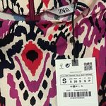 ZARA  Abstract Print‎ Mock Neck Long-Sleeve Crop Top Size Small Pink Purple Blue Photo 13